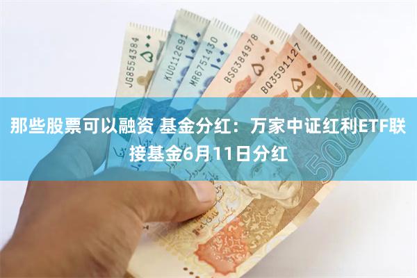 那些股票可以融资 基金分红：万家中证红利ETF联接基金6月11日分红
