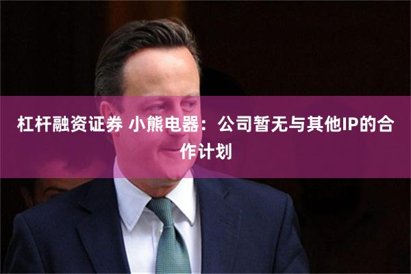 杠杆融资证券 小熊电器：公司暂无与其他IP的合作计划
