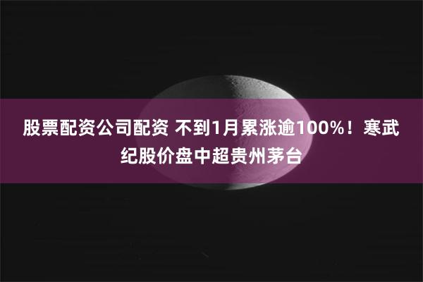股票配资公司配资 不到1月累涨逾100%！寒武纪股价盘中超贵州茅台